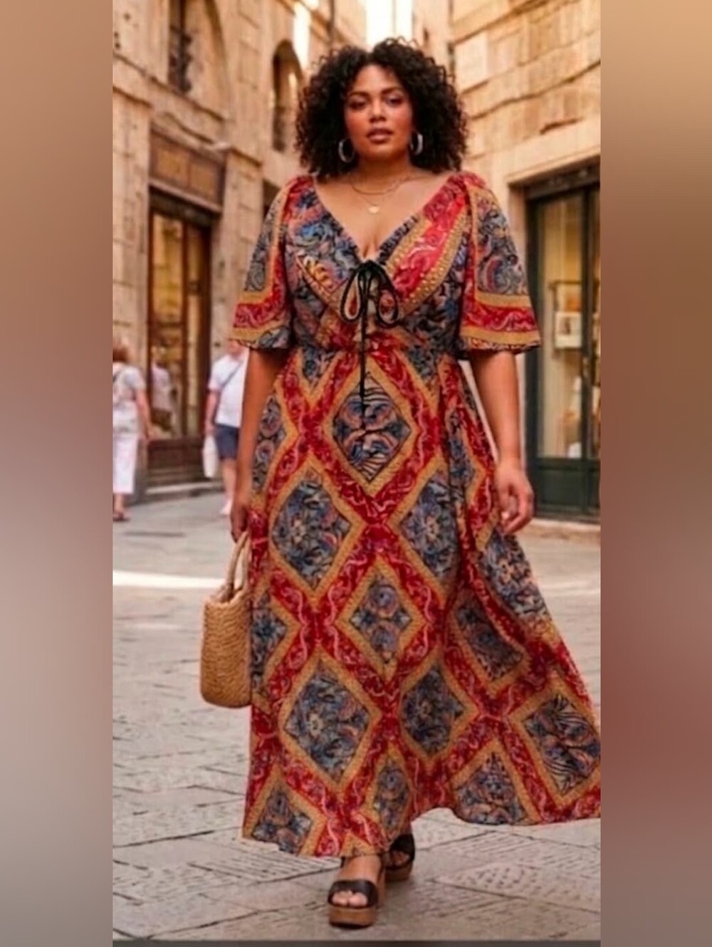 Boho Paisley High-Low Maxi Dress with Convertible Neckline